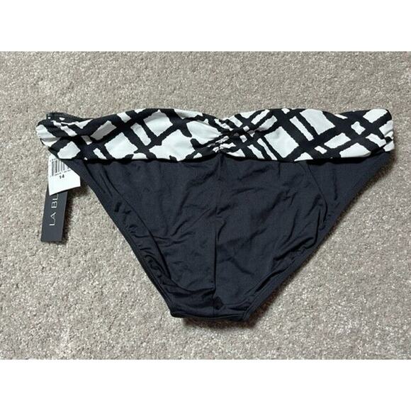 La Blanca Bikini Bottom 14 Swim Resort Coastal Chic Abstract Wave Ruched Classic - Picture 2 of 9